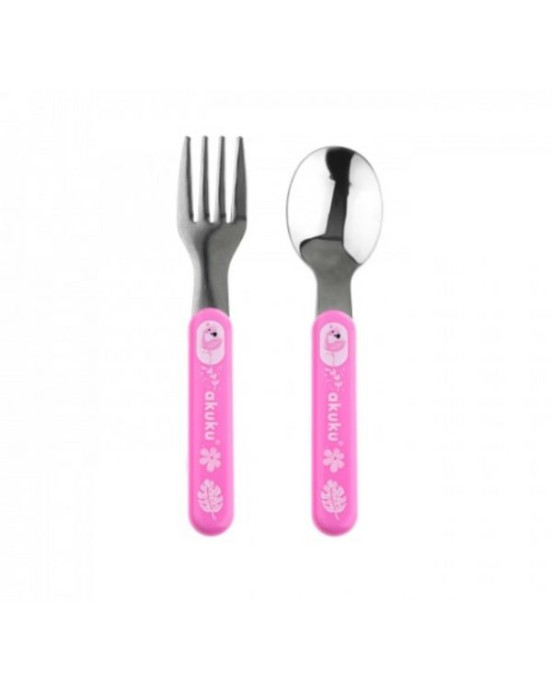 Akuku Σετ κουτάλι και πιρούνι Ανοξείδωτο Ατσάλι (ροζ) A0101