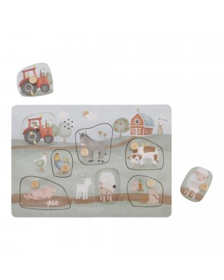 LITTLE DUTCH Ξύλινο παζλ με ήχους Little Farm FSC LD7140