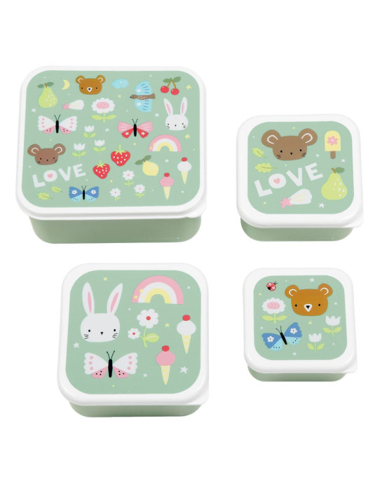 A little lovely company Σετ 4 δοχεία φαγητού Lunch & Snack Box "Joy" SBSEJO62