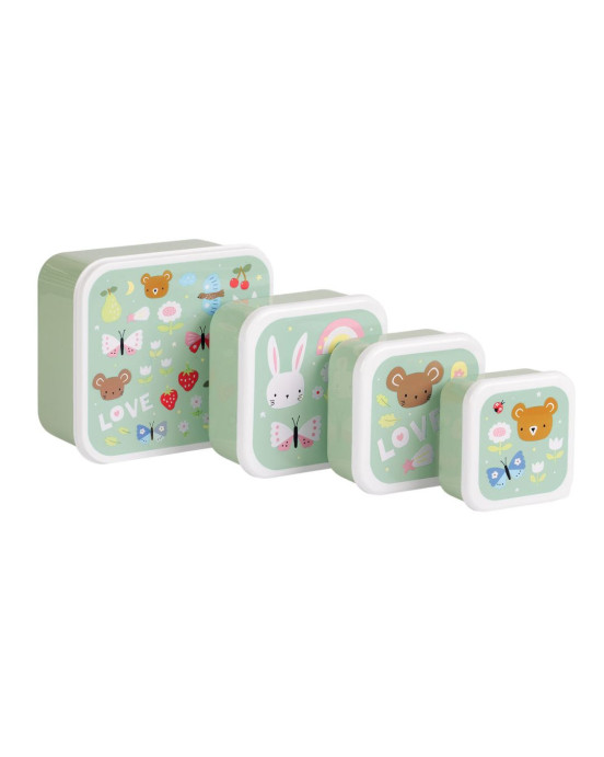 A little lovely company Σετ 4 δοχεία φαγητού Lunch & Snack Box "Joy" SBSEJO62