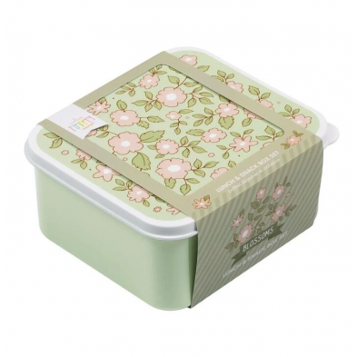A little lovely company Σετ 4 δοχεία φαγητού Lunch & Snack Box Blossoms - sage