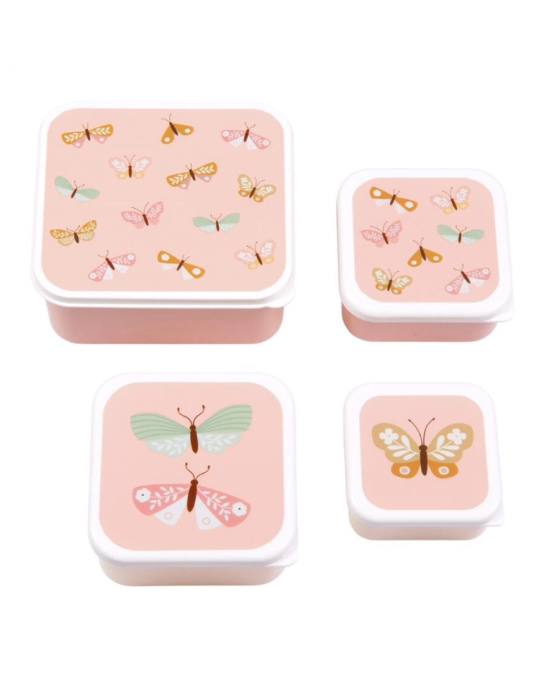 A little lovely company Σετ 4 δοχεία φαγητού Lunch & Snack Box Butterflies SBSEBU42