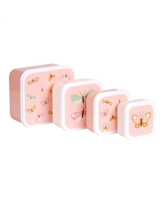 A little lovely company Σετ 4 δοχεία φαγητού Lunch & Snack Box Butterflies SBSEBU42
