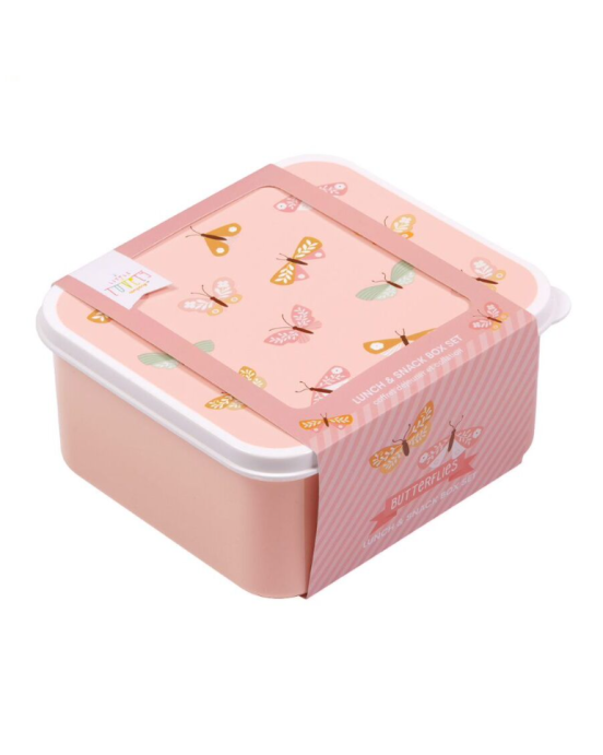 A little lovely company Σετ 4 δοχεία φαγητού Lunch & Snack Box Butterflies SBSEBU42