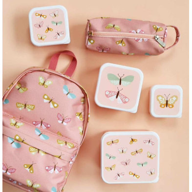 A little lovely company Σετ 4 δοχεία φαγητού Lunch & Snack Box Butterflies SBSEBU42