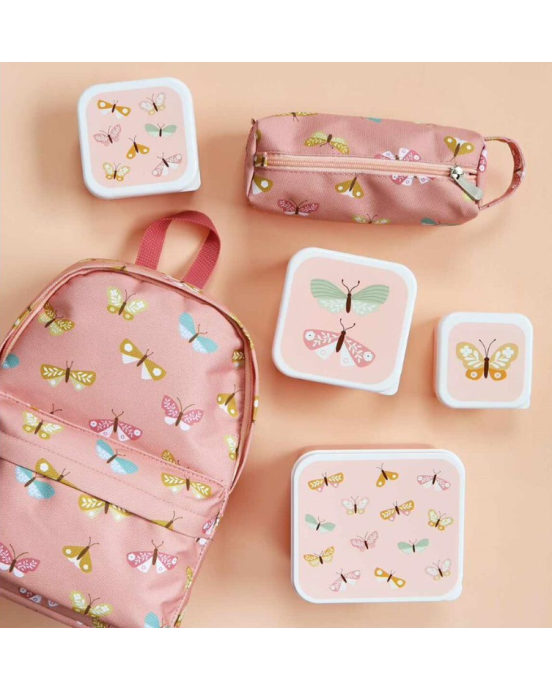 A little lovely company Σετ 4 δοχεία φαγητού Lunch & Snack Box Butterflies SBSEBU42