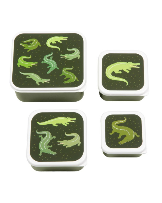 A little lovely company Σετ 4 δοχεία φαγητού Lunch & Snack Box Crocodiles SBSEVR59