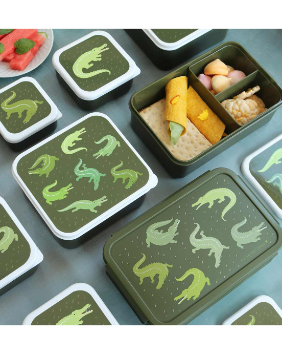 A little lovely company Σετ 4 δοχεία φαγητού Lunch & Snack Box Crocodiles SBSEVR59