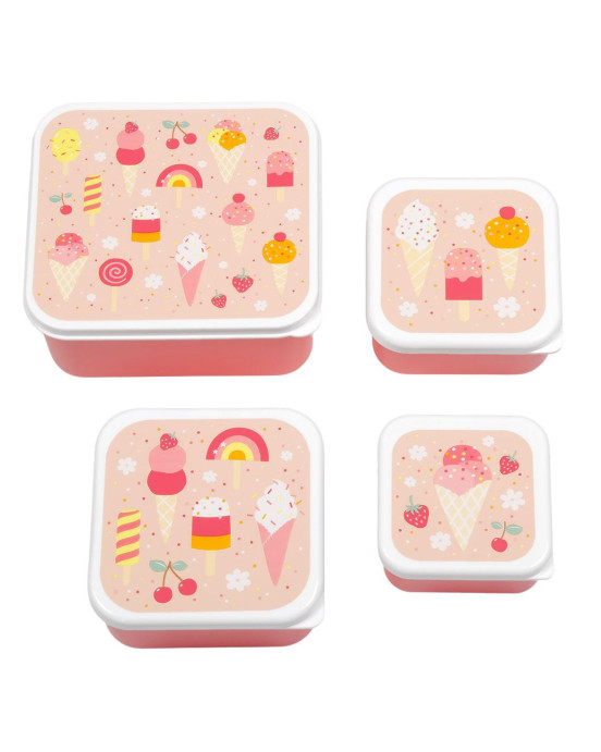 A little lovely company Σετ 4 δοχεία φαγητού Lunch & Snack Box "Ice-cream"