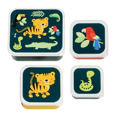 A little lovely company Σετ 4 δοχεία φαγητού Lunch & Snack Box Jungle Tiger  SBSEJT20