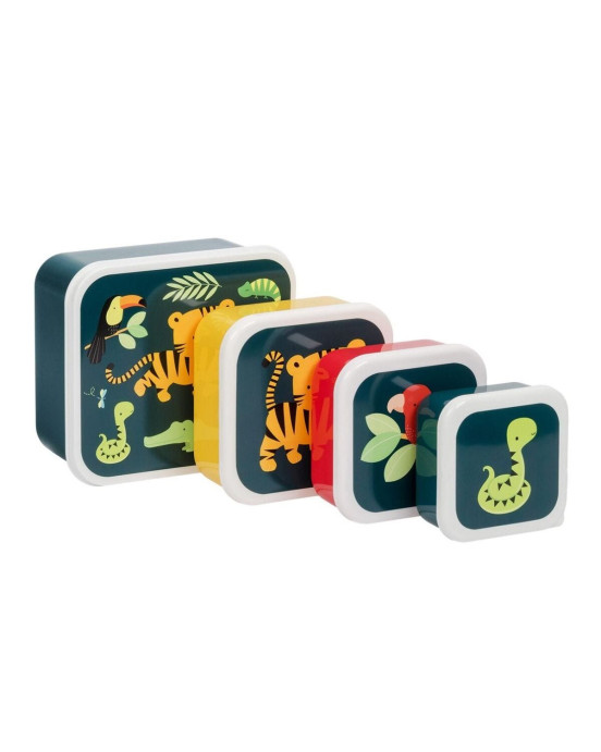 A little lovely company Σετ 4 δοχεία φαγητού Lunch & Snack Box Jungle Tiger  SBSEJT20