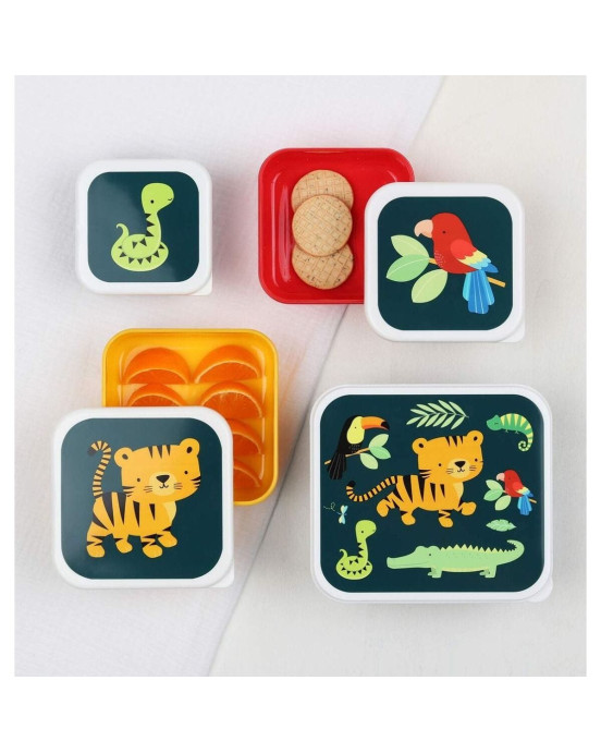 A little lovely company Σετ 4 δοχεία φαγητού Lunch & Snack Box Jungle Tiger  SBSEJT20