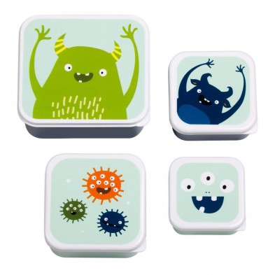 A little lovely company Σετ 4 δοχεία φαγητού Lunch & Snack Box "Monsters" SBSEMO29