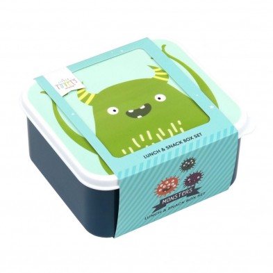 A little lovely company Σετ 4 δοχεία φαγητού Lunch & Snack Box "Monsters" SBSEMO29