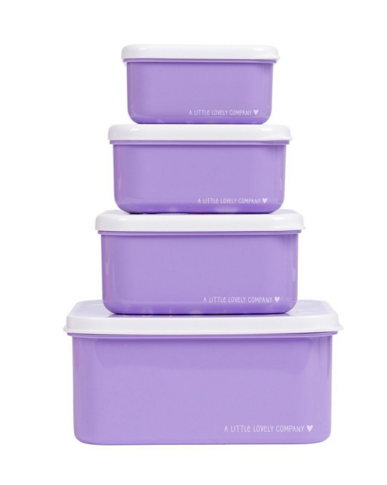 A little lovely company Σετ 4 δοχεία φαγητού Lunch & Snack Box Unicorn Dreams SBSEUD73