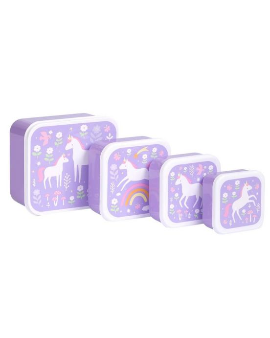 A little lovely company Σετ 4 δοχεία φαγητού Lunch & Snack Box Unicorn Dreams SBSEUD73