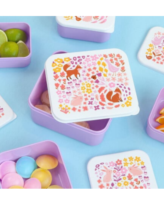 A little lovely company: Σετ 4 δοχεία φαγητού Lunch & Snack Box -Flower garden SBSEFG83