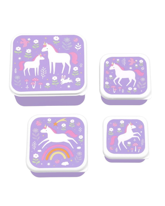 A little lovely company Σετ 4 δοχεία φαγητού Lunch & Snack Box Unicorn Dreams SBSEUD73