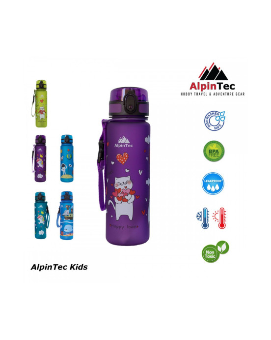 AlpinTec Παγούρι 500ml cats Kids μωβ C-500PE-CAT