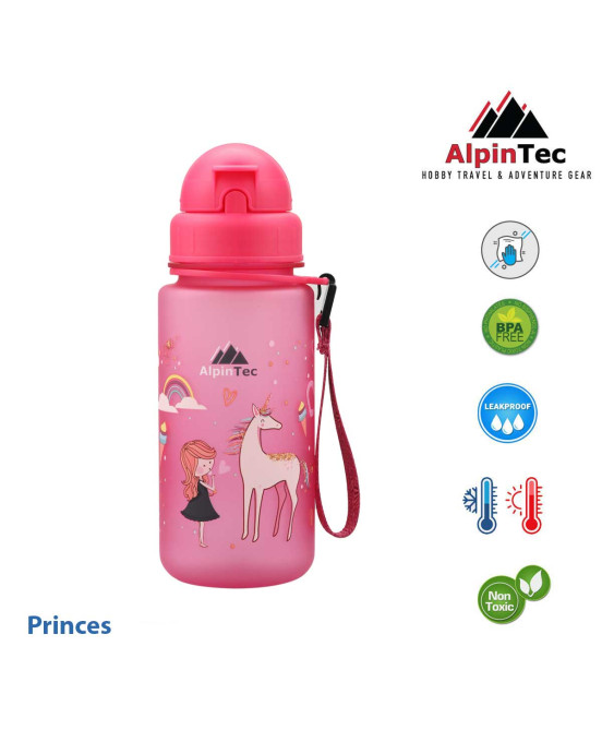 AlpinTec Παγούρι Kids 400Ml Princes Με Καλαμάκι (ροζ) C-400PK-PR