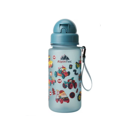 AlpinTec Παγούρι Kids 400Ml  -Με καλαμάκι Glow blue Cars C-400-GBCAR
