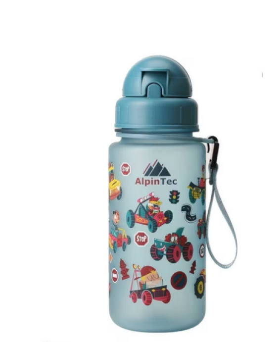 AlpinTec Παγούρι Kids 400Ml  -Με καλαμάκι Glow blue Cars C-400-GBCAR