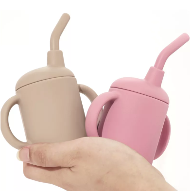 Baby Donkey Παιδικό Ποτήρι σιλικόνης με καλαμάκι (120ml) ροζ 6+ μηνών SICUS01