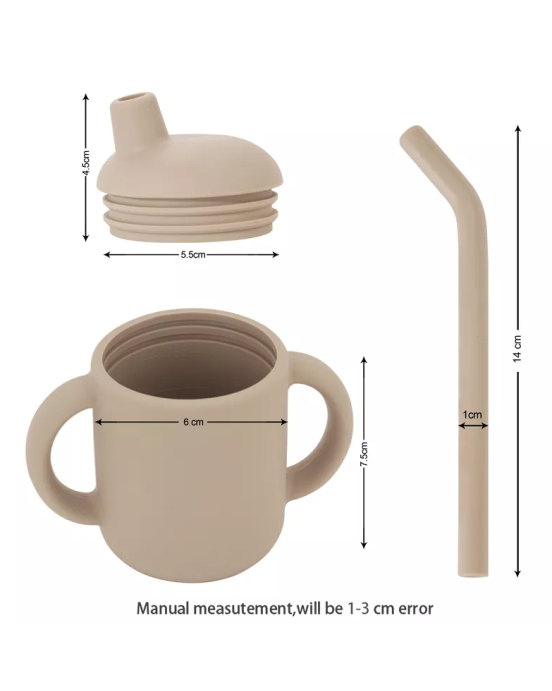Baby Donkey Παιδικό Ποτήρι σιλικόνης με καλαμάκι (120ml) ροζ 6+ μηνών SICUS01