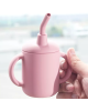 Baby Donkey Παιδικό Ποτήρι σιλικόνης με καλαμάκι (120ml) ροζ 6+ μηνών SICUS01