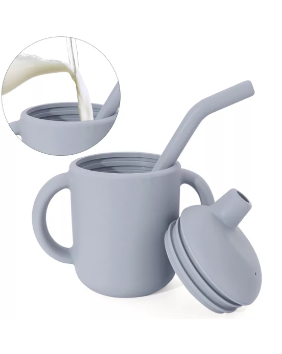 Baby Donkey Παιδικό Ποτήρι σιλικόνης με καλαμάκι (120ml) κίτρινο 6+ μηνών SICUS04