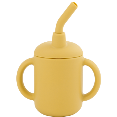 Baby Donkey Παιδικό Ποτήρι σιλικόνης με καλαμάκι (120ml) κίτρινο 6+ μηνών SICUS04