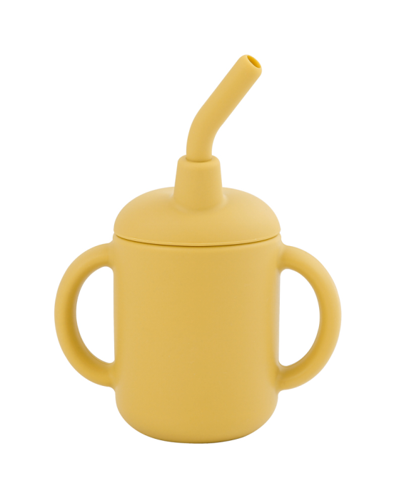 Baby Donkey Παιδικό Ποτήρι σιλικόνης με καλαμάκι (120ml) κίτρινο 6+ μηνών SICUS04