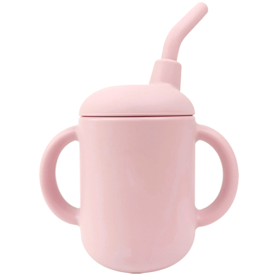 Baby Donkey Παιδικό Ποτήρι σιλικόνης με καλαμάκι (120ml) ροζ 6+ μηνών SICUS01