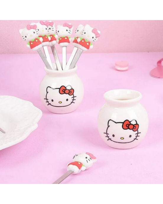 Baby Donkey Food Picks Hello Kitty 6 τμχ 	FOODPICKS13 