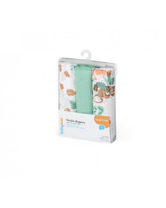 BabyOno Βαμβακερές πάνες αγκαλιάς - μουσελίνες 70x70 cm (Σετ 3 τμχ) BN348/12
