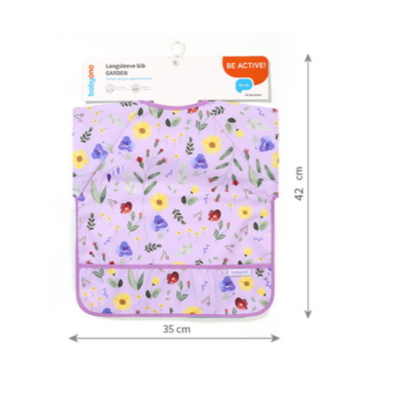 BabyOno: Αδιάβροχη σαλιάρα με μακρύ μανίκι 6m+ Garden BN1476/01