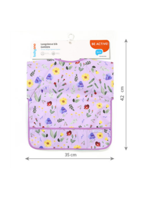 BabyOno: Αδιάβροχη σαλιάρα με μακρύ μανίκι 6m+ Garden BN1476/01