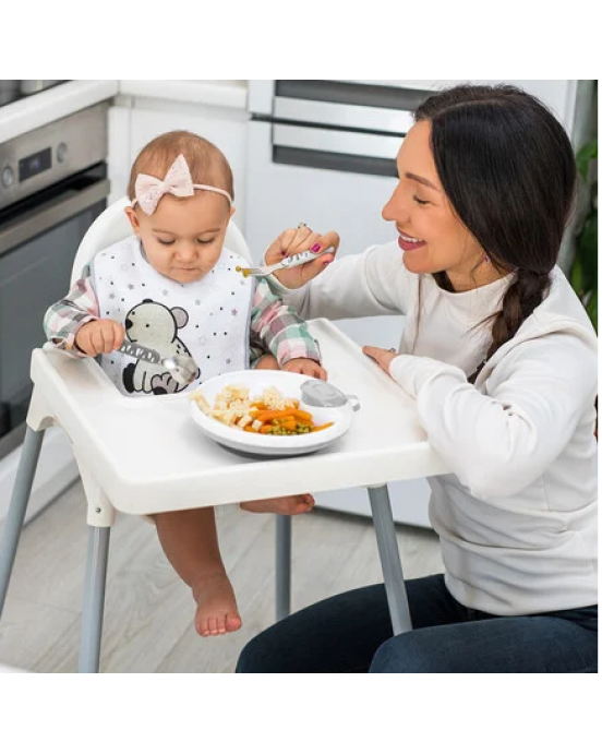 BabyOno Σετ κουτάλι και πιρούνι από ανοξείδωτο ατσάλι Ροζ-Γκρι BN1065/02 BN1065/02