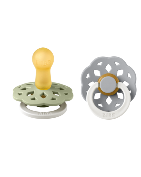 Bibs σετ πιπίλες 2τμχ– boheme latex sage/cloud glow– στρόγγυλη No2 240124