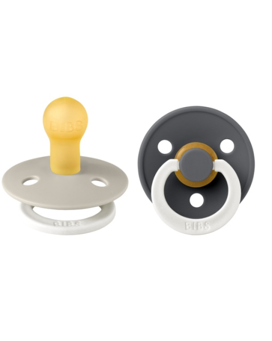 Bibs σετ πιπίλες 2τμχ latex Sand/Iron glow – στρόγγυλη No1 110456