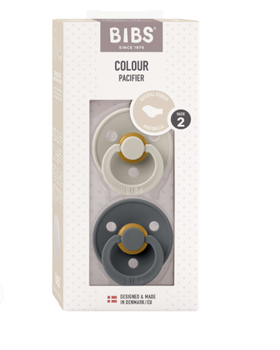 Bibs σετ πιπίλες 2τμχ latex Sand/Iron glow – στρόγγυλη No1 110456