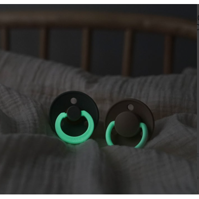 Bibs σετ πιπίλες 2τμχ latex – iron/baby blue glow –στρόγγυλη No1 110266