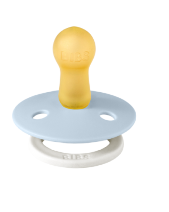 Bibs σετ πιπίλες 2τμχ latex – iron/baby blue glow –στρόγγυλη No1 110266