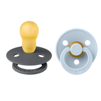 Bibs σετ πιπίλες 2τμχ-latex στρόγγυλη Iron/baby blue No3 130223