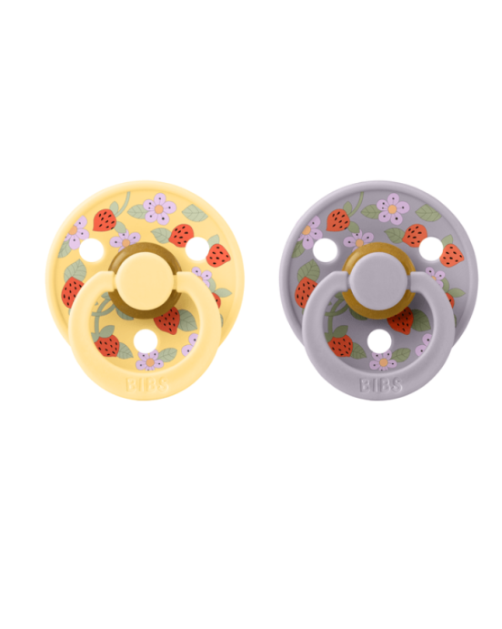 BibsxLiberty σετ πιπίλες 2τμχ. latex Strawberries and cream pale butter mix στρόγγυλη  No2 12019101