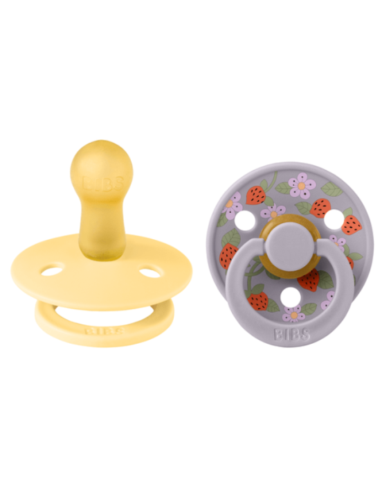 BibsxLiberty σετ πιπίλες 2τμχ. latex Strawberries and cream pale butter mix στρόγγυλη  No2 12019101