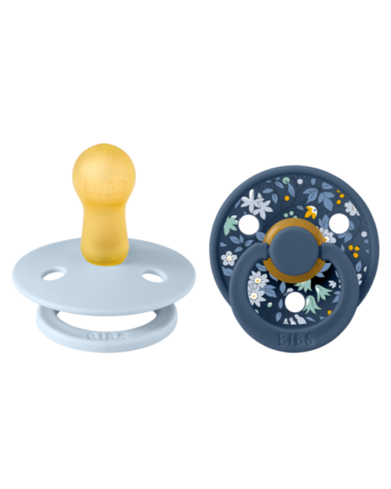 BibsxLiberty σετ πιπίλες 2τμχ – chamomile lawn latex baby blue mix–στρόγγυλη No2 12012102