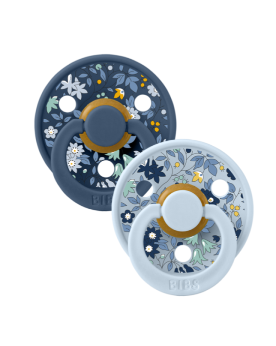 BibsxLiberty σετ πιπίλες 2τμχ – chamomile lawn latex baby blue mix–στρόγγυλη No2 12012102