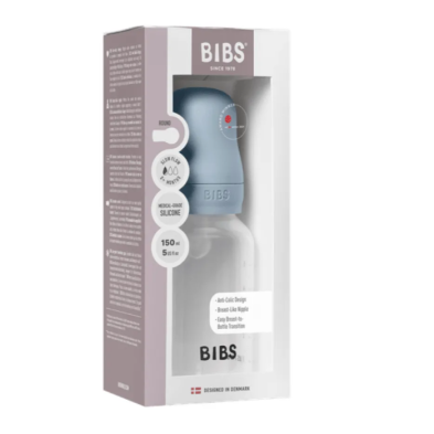 Bibs ολοκληρωμένο σετ μπιμπερό πλαστικό 150ml round silicone slow flow baby blue 50161231