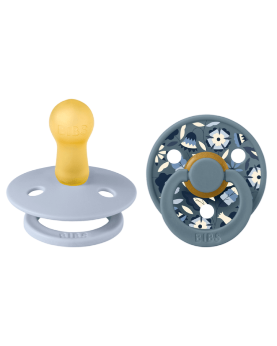 BibsxLibetry σετ πιπίλες 2τμχ–bobo latex dusty blue mix– στρόγγυλη No2 12020102